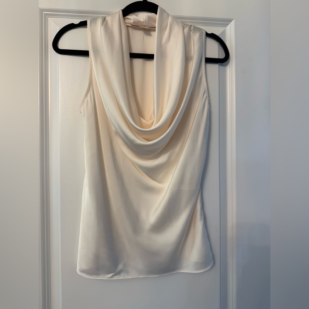 Boston Proper Cream Satin Blouse sz 0 Never Worn MINT
